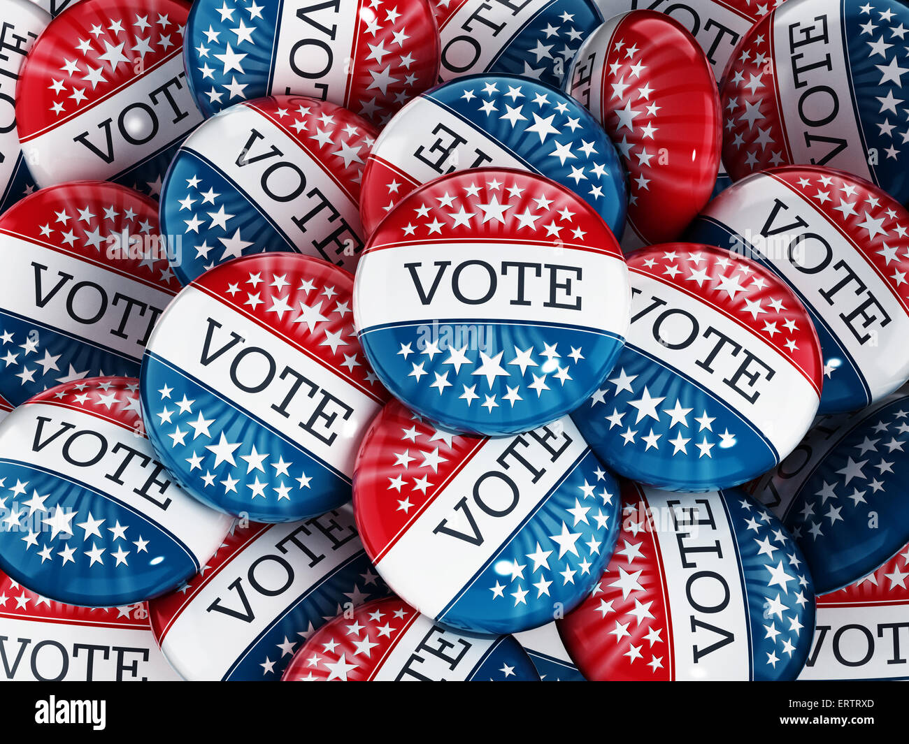Vote buttons stack with red and blue colors Stock Photo