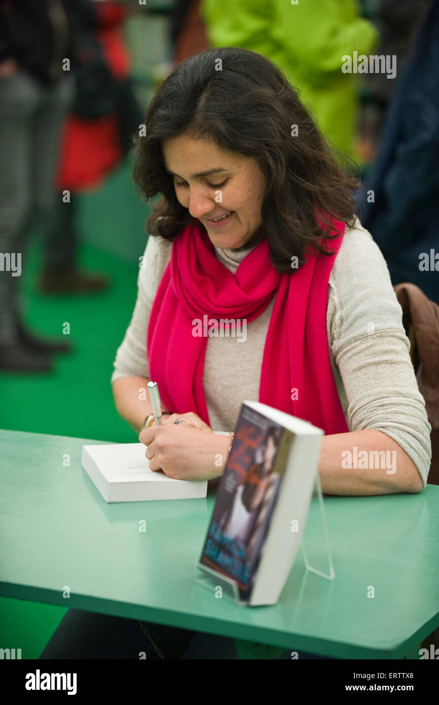 Kamila Shamsie novelist book signing at Hay Festival 2015 Stock Photo