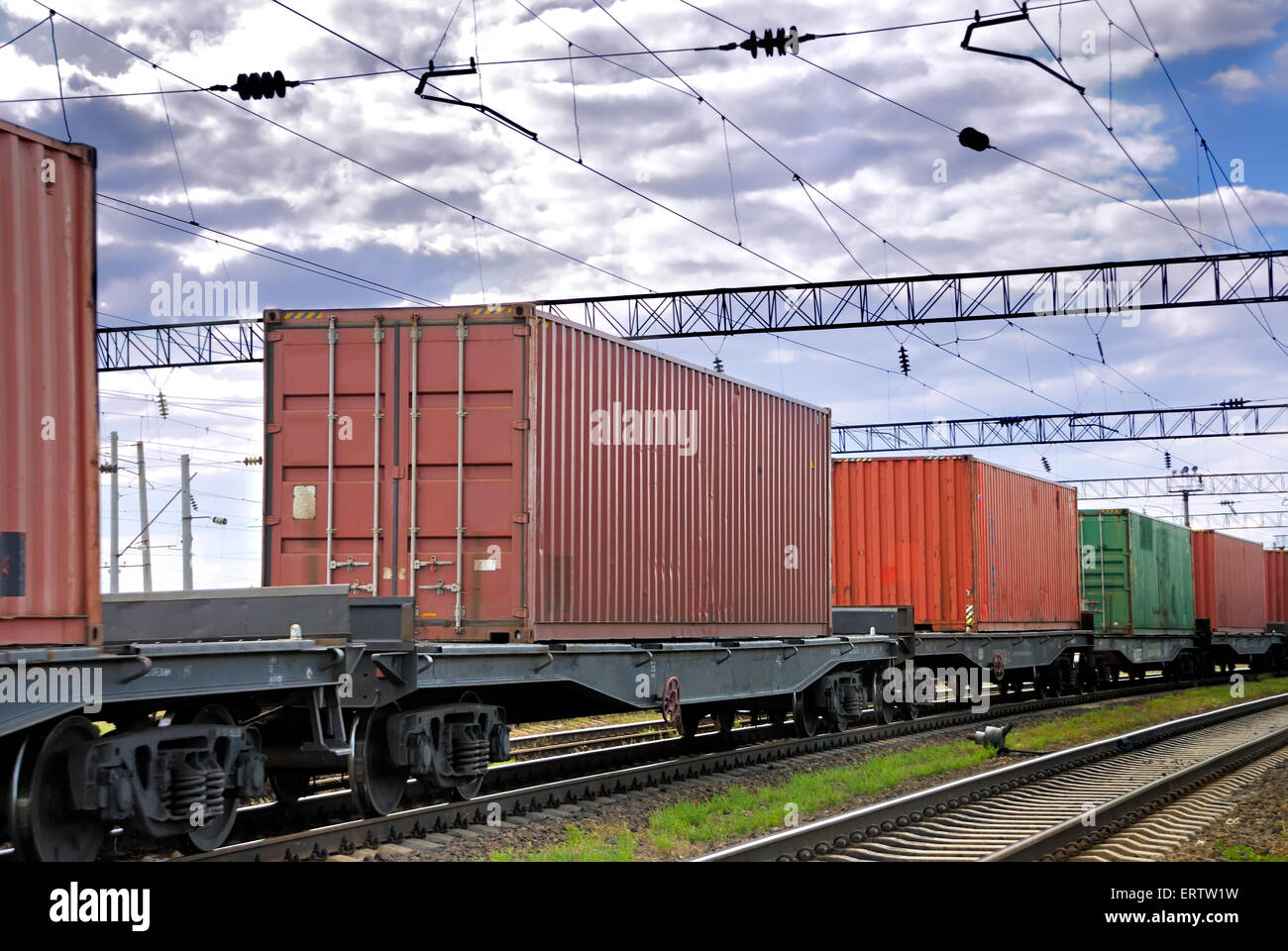 Train Container Thing The train transports containers Stock Photo - Alamy