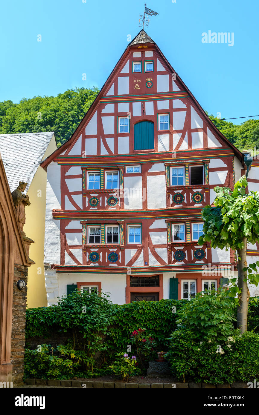 Timber Frame House in Urzig, city in the Moselle valley, Germany Stock Photo