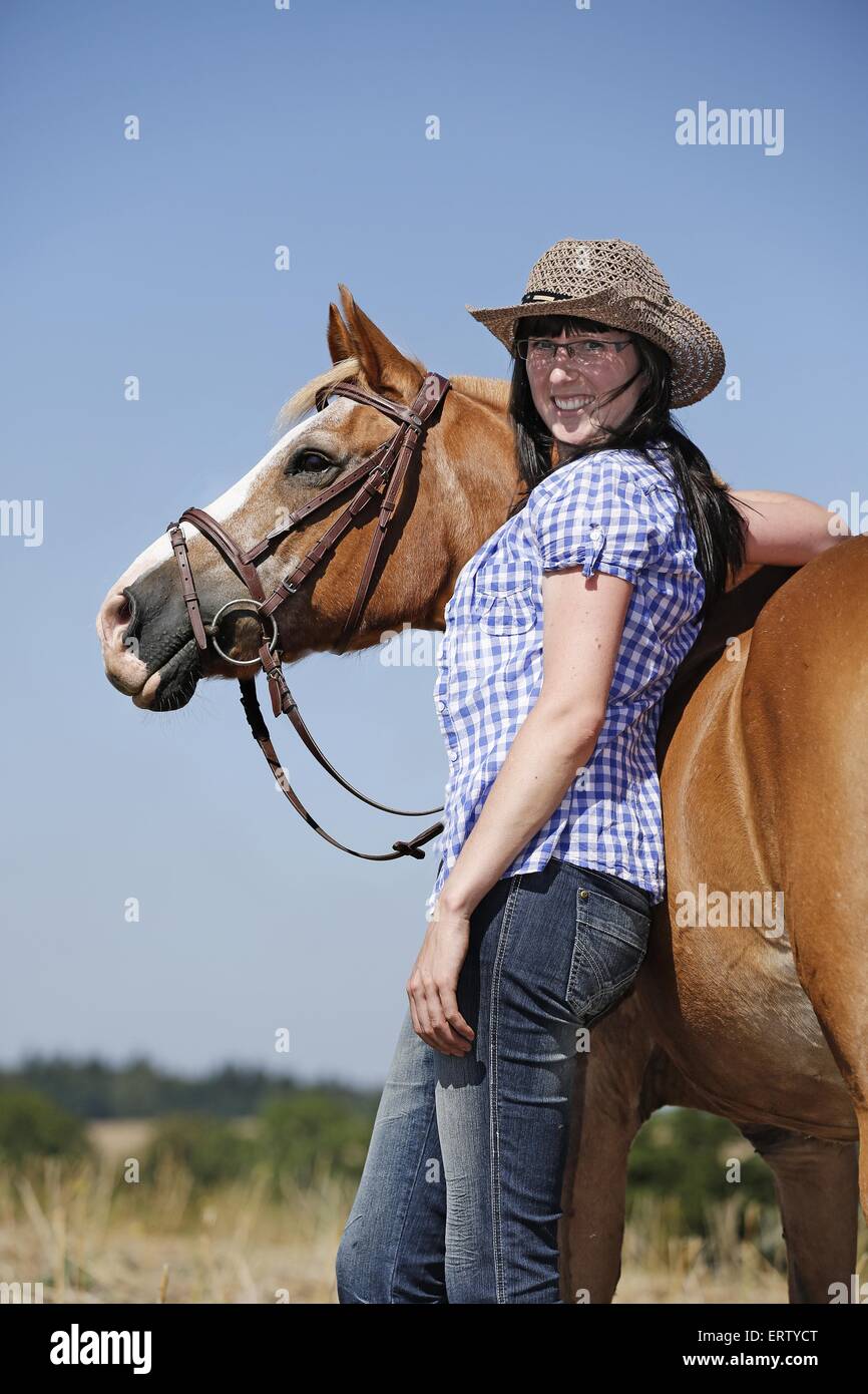 woman with horse Stock Photo