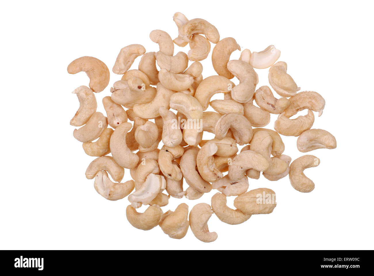 Handful cashew nuts isolated on white background Stock Photo