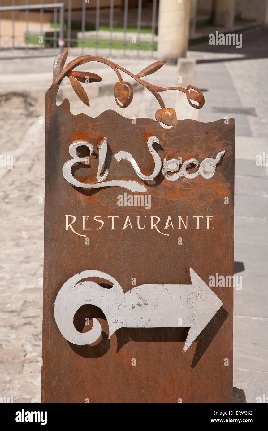 El Seco Restaurant Sign; Ubeda; Andalusia; Spain Stock Photo