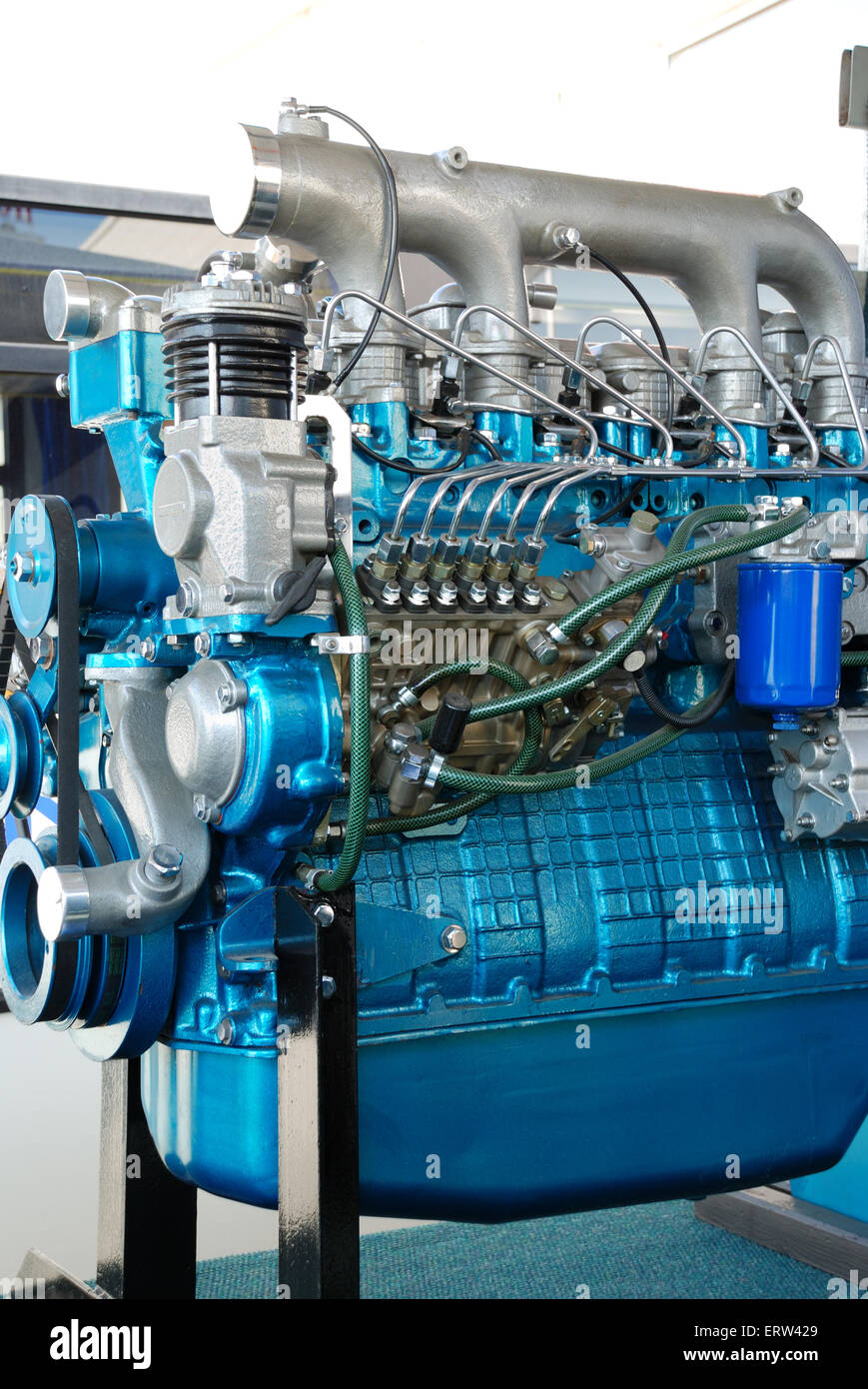 The big new engine on a show window Stock Photo - Alamy