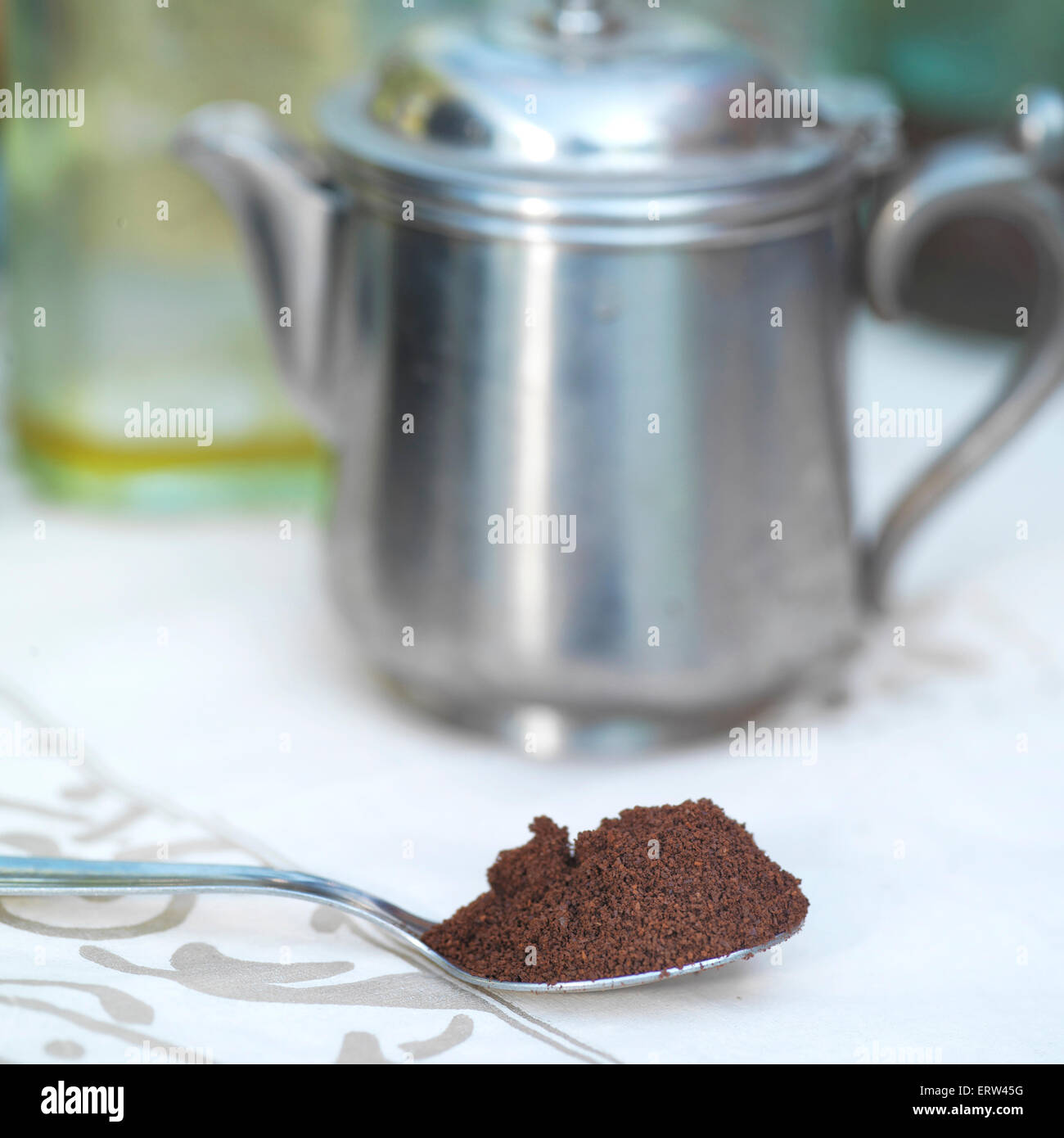 Spoon of ground coffee Stock Photo Alamy