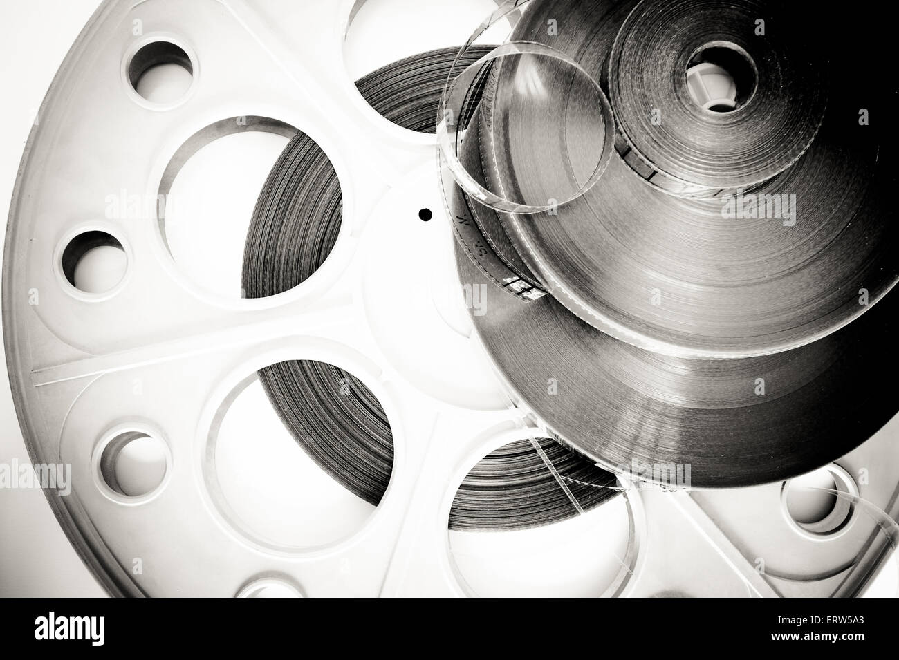 Different 35mm movie detail black and white background Stock Photo - Alamy