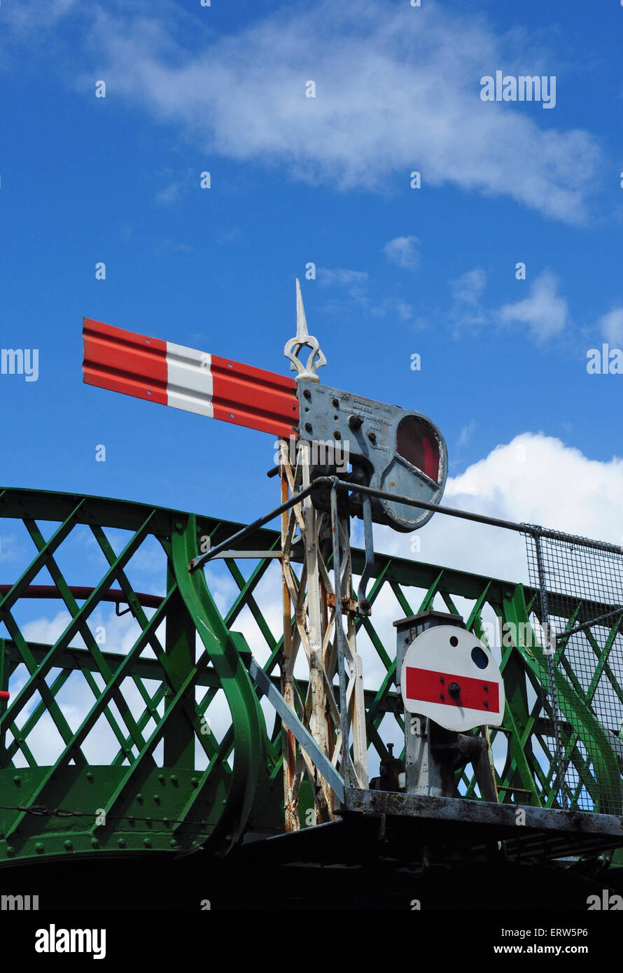 Semaphore signals, Alresford, Mid Hants Railway, Hampshire, England, UK Stock Photo