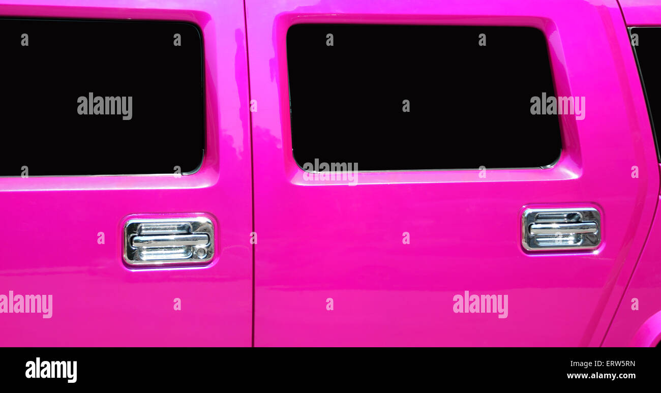 Doors and windows of the pink limousine Stock Photo