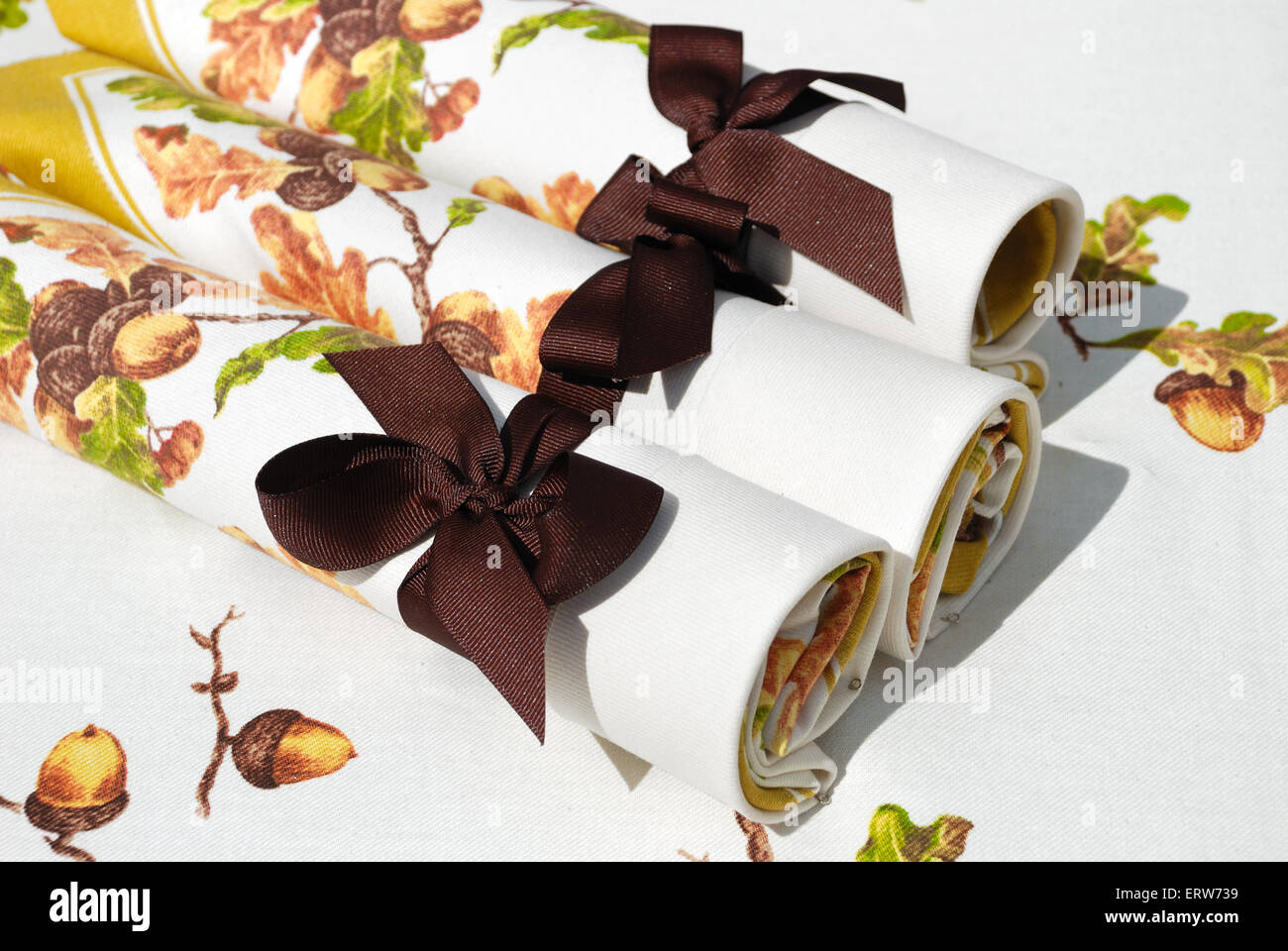 Decorative fabric napkins for table setting Stock Photo Alamy