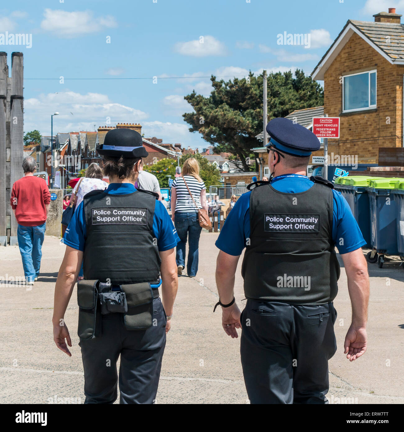 Police Community Support Officers Patrolling PCSO on patrol Stock Photo