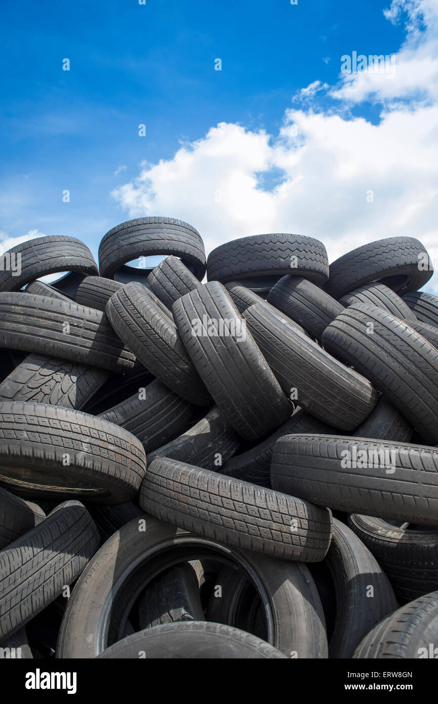 used car tyres in a pile Stock Photo