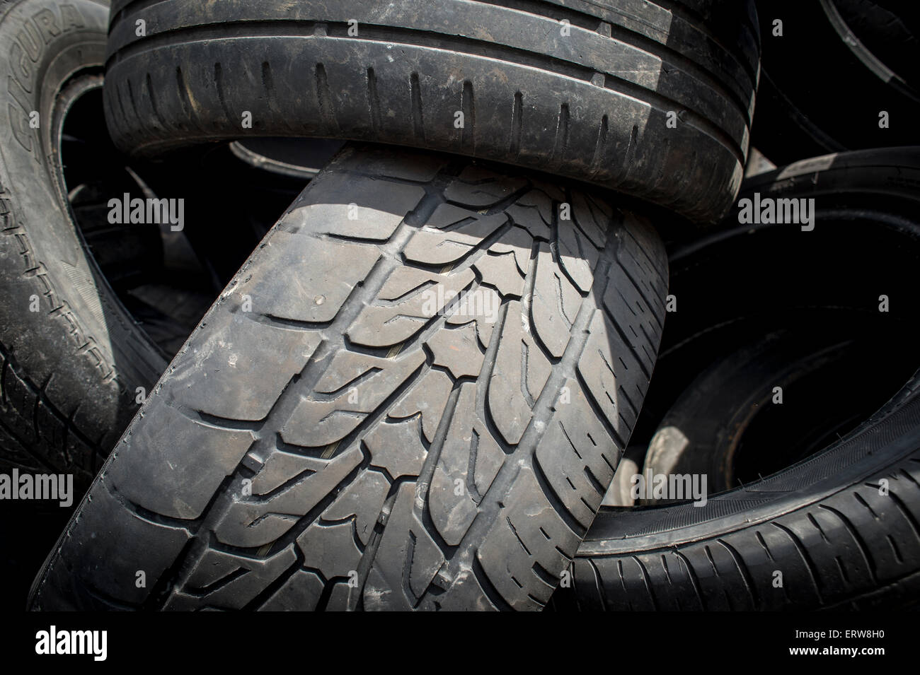 close up of worn car tyres Stock Photo Alamy