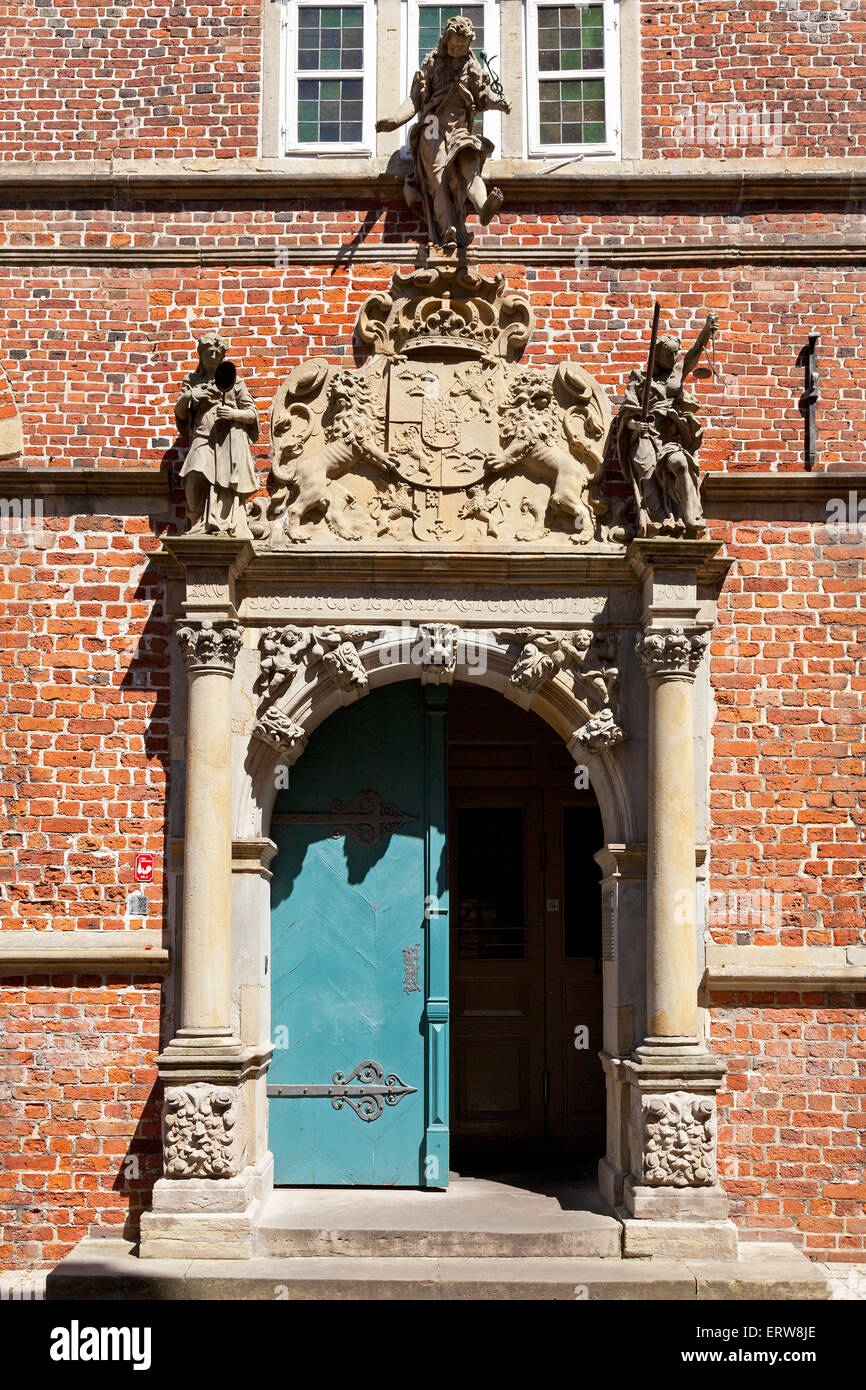 entrance of the town hall, Stade, Lower Saxony, Germany Stock Photo
