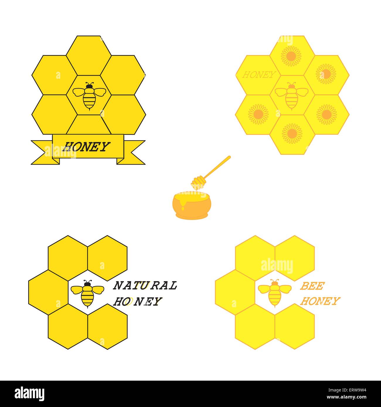 Set of honey labels Stock Vector