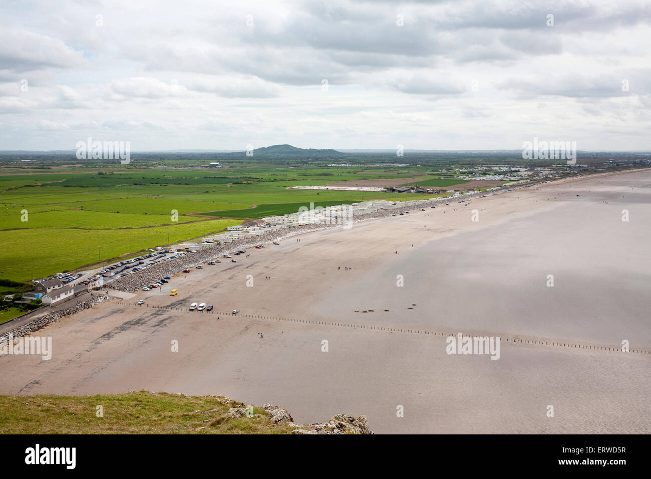 Brean beach Somerset with Brent knoll in background Stock Photo