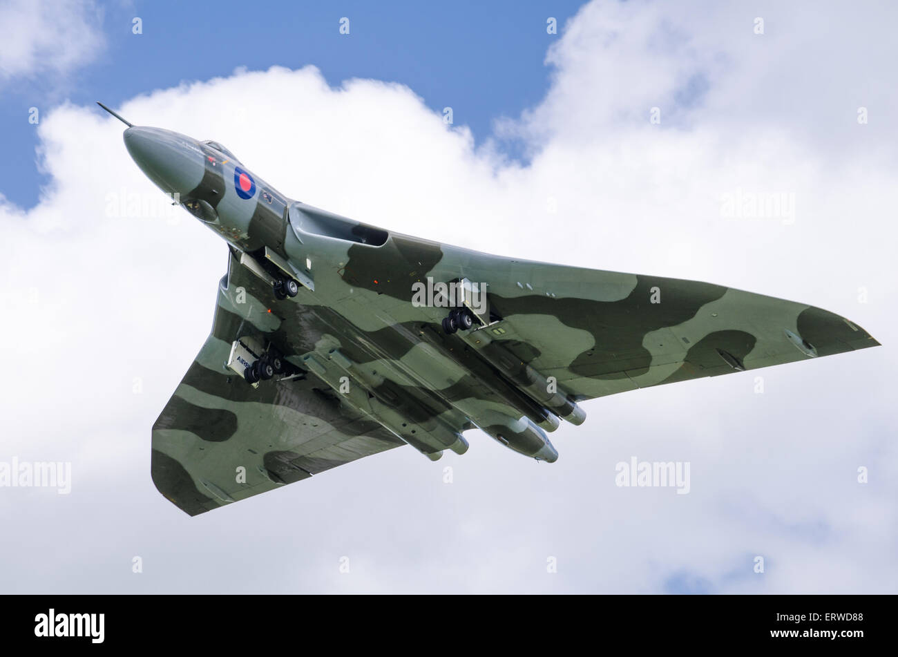XH558 - the RAF's last flying Vulcan Delta Wing Bomber. Stock Photo