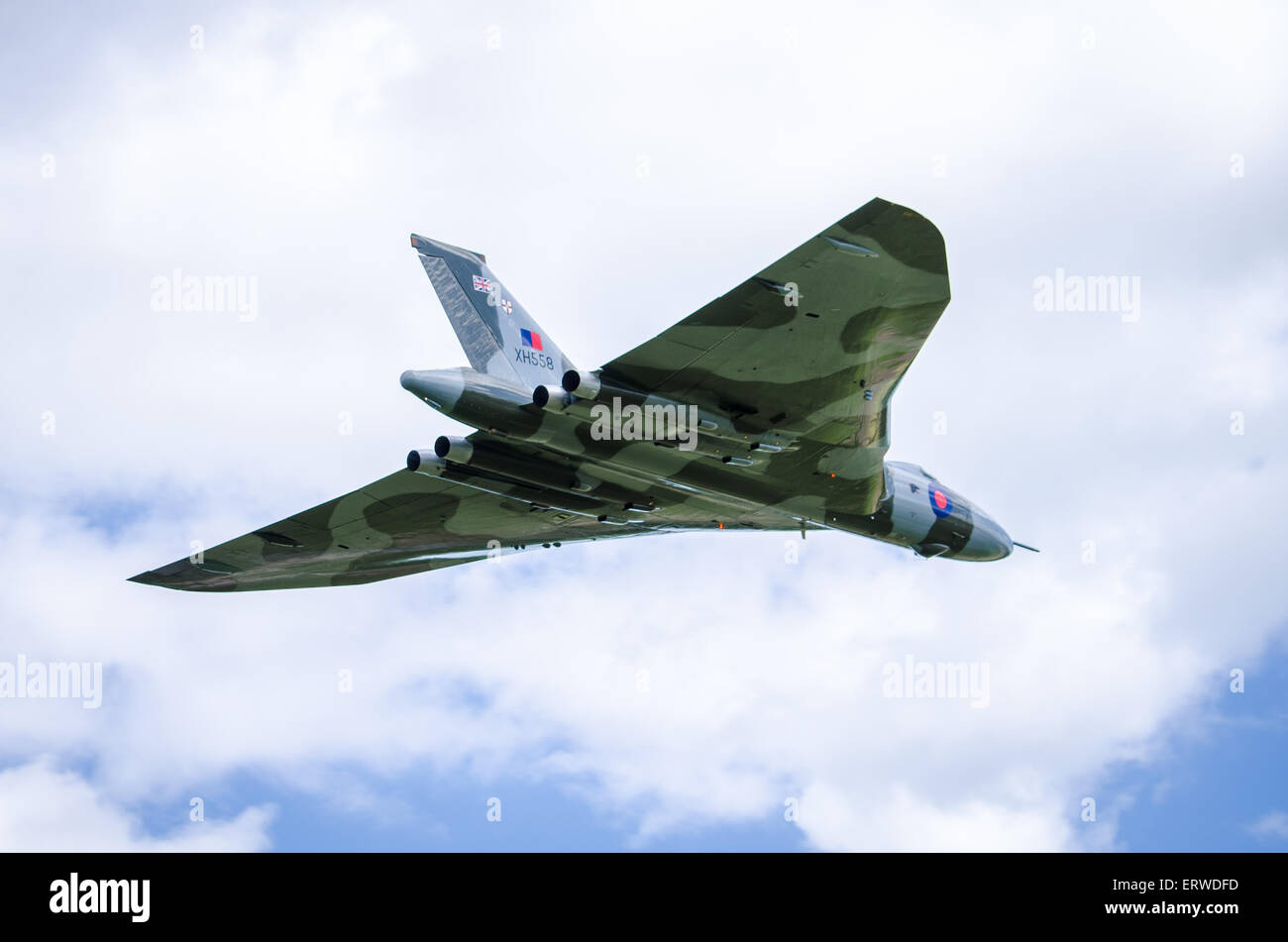 XH558 - the RAF's last flying Vulcan Delta Wing Bomber. Stock Photo