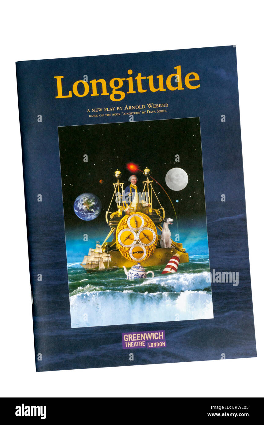 Programme for the 2005 production of Longitude by Arnold Wesker, based on the book by Dava Sobel, at Greenwich Theatre. Stock Photo