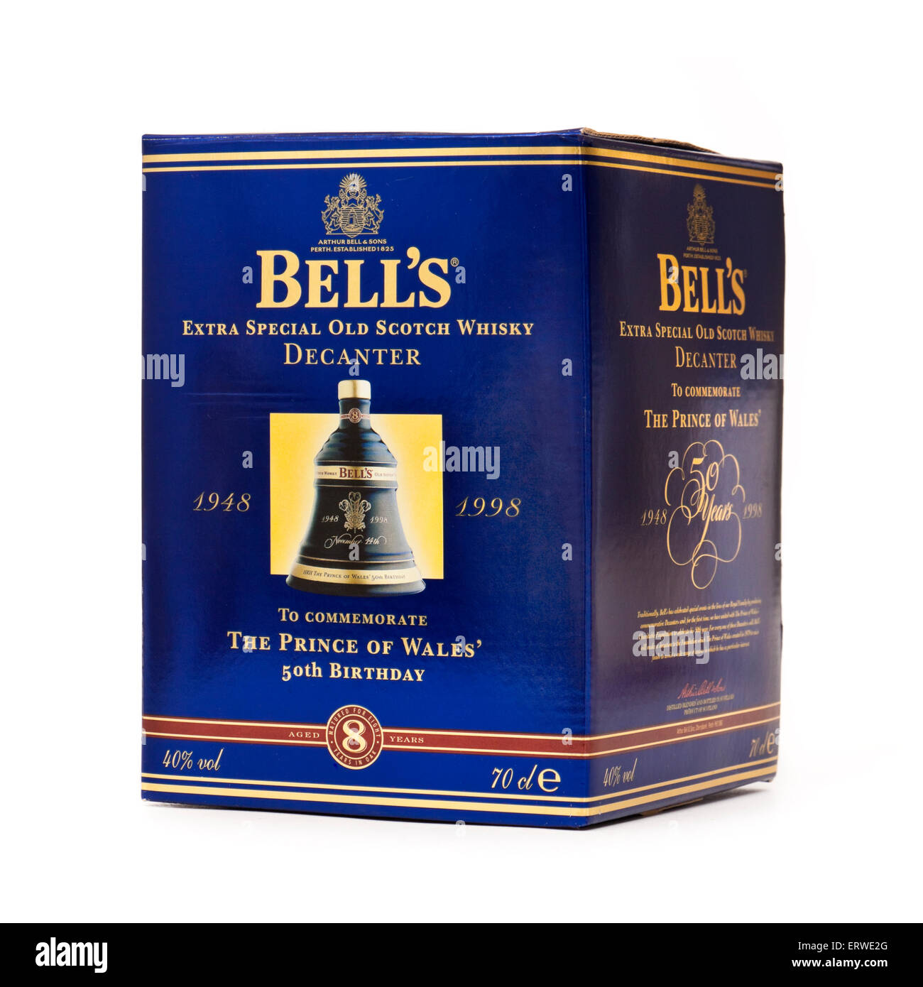 Bell's Extra Special Old Scotch Whisky decanter, released in 1998 to commemorate the 50th birthday of the Prince of Wales Stock Photo