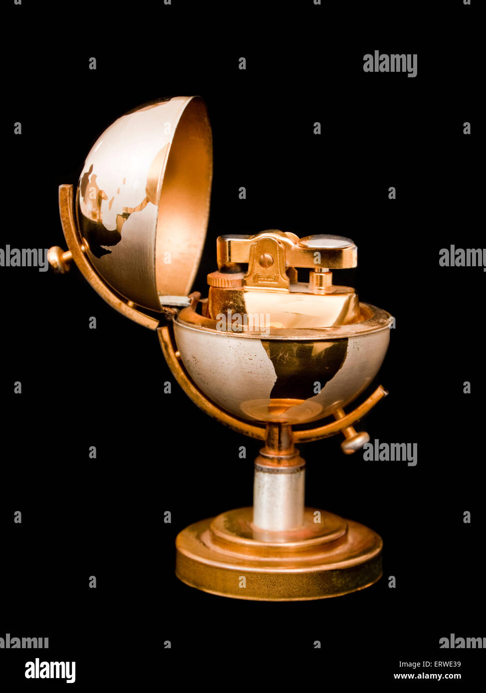 Vintage 1950's PollyGAZ 'Windmill' cigarette lighter in the form of a terrestrial globe. Stock Photo