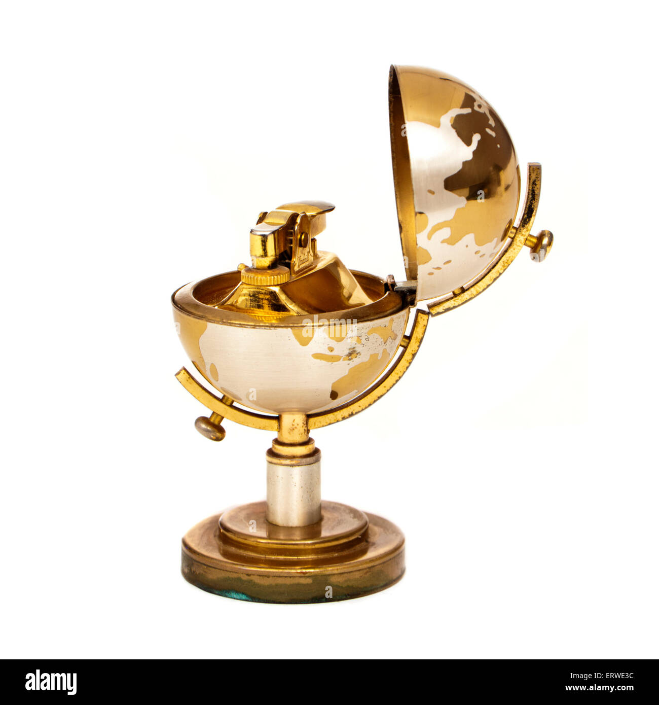 Vintage 1950's PollyGAZ 'Windmill' cigarette lighter in the form of a terrestrial globe. Stock Photo
