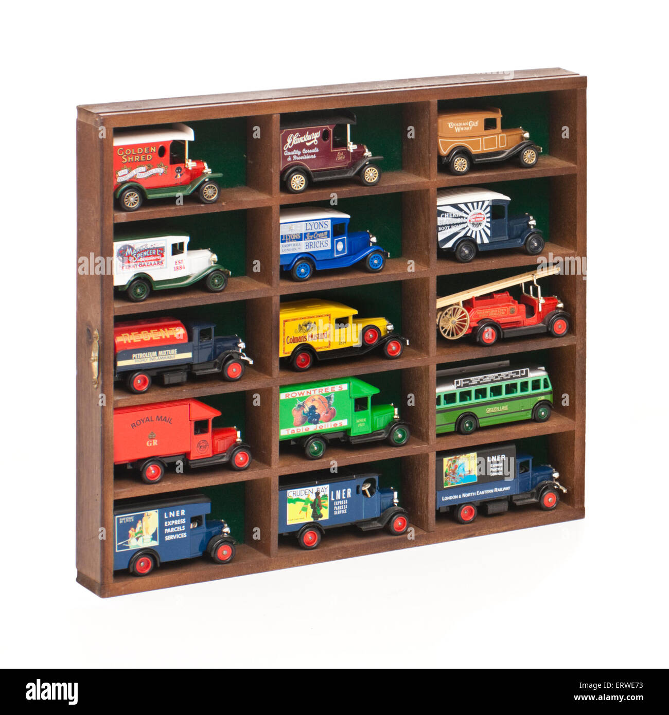 Collection of vintage diecast model cars / vans in display cabinet Stock  Photo - Alamy