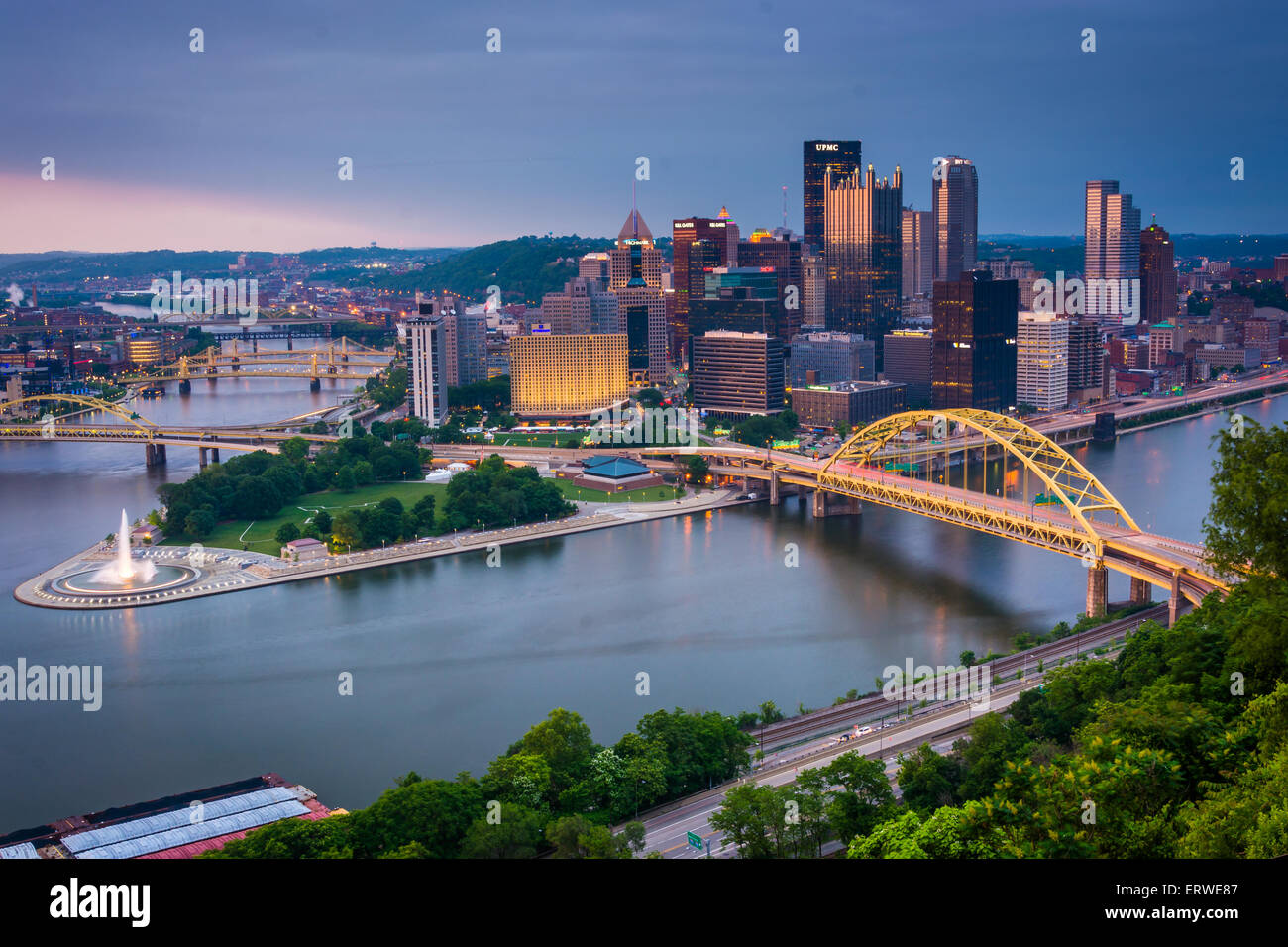 Evening view of Pittsburgh from the top of the Duquesne Incline in