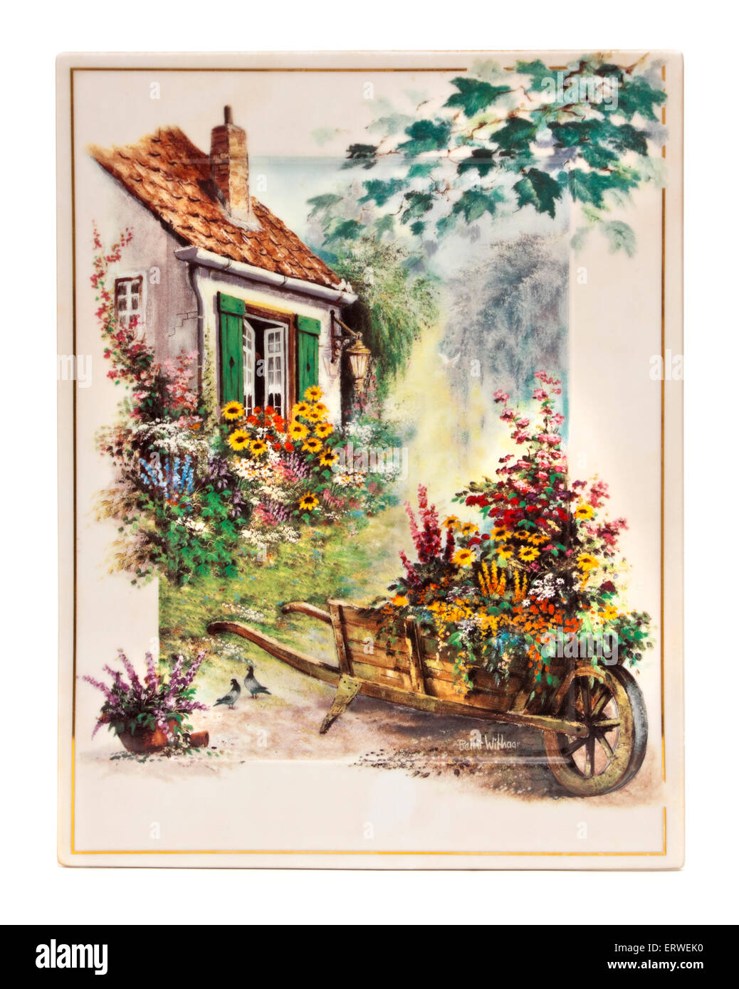 "Traces of a Light Summer Breeze", 3rd issue in the porcelain plate series "Oasis of Happiness" by Annaburg Porzellan GmbH Stock Photo