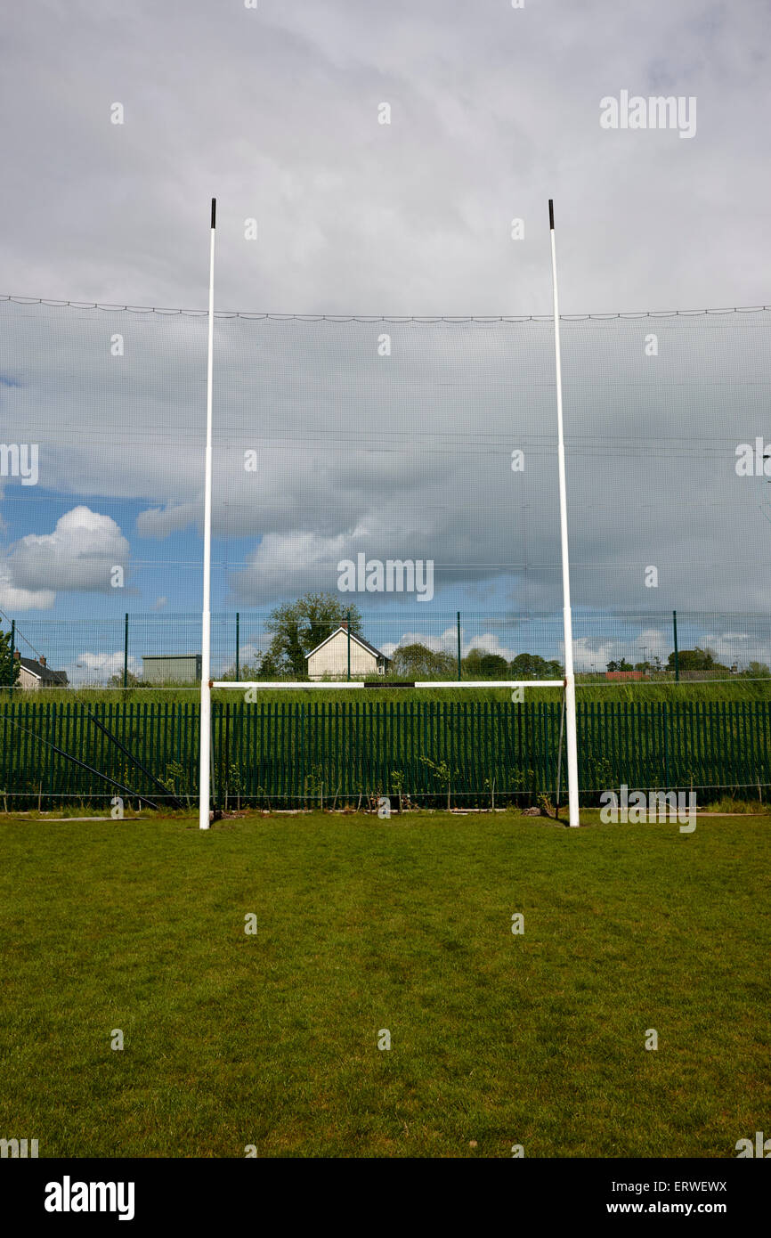 gaelic football goal and catch net on a pitch at Clones county monaghan republic of ireland Stock Photo