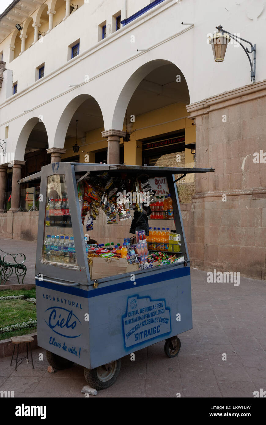 A small drinks and snack kiosk in Cusco, Peru Stock Photo