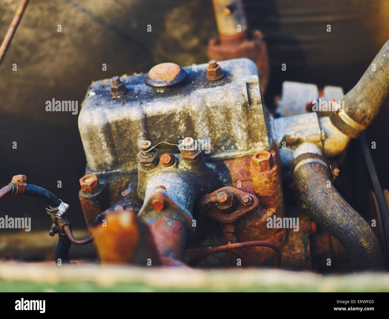 Old fishers boat engine. Stock Photo