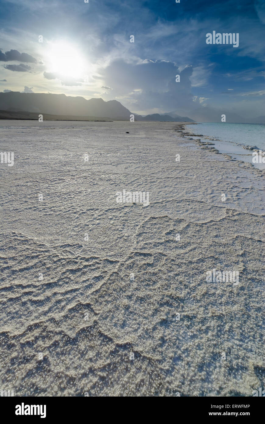 The natural salty rivers of Assal Lake in Djibouti, Africa Stock Photo