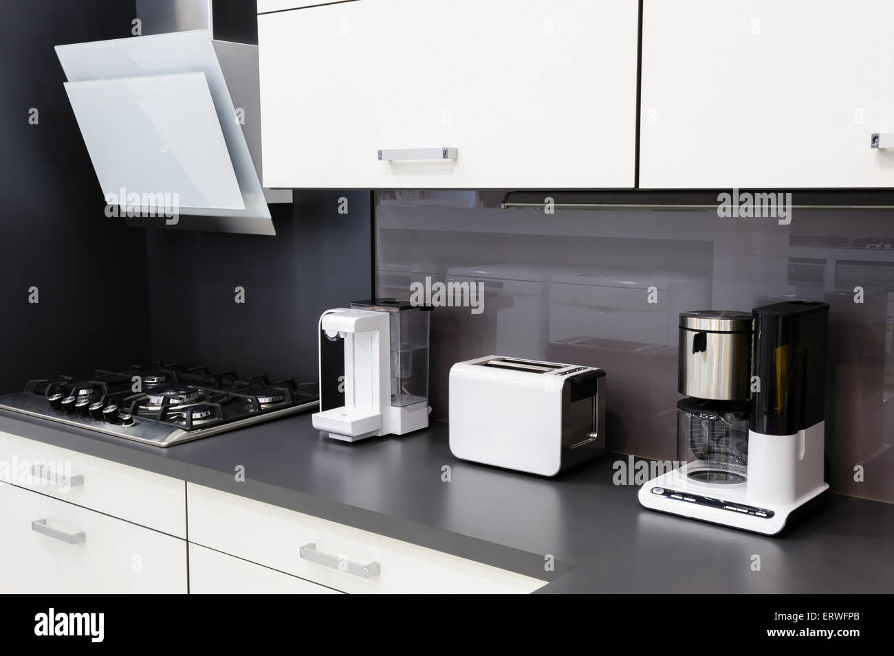 Modern kitchen, clean interior design Stock Photo