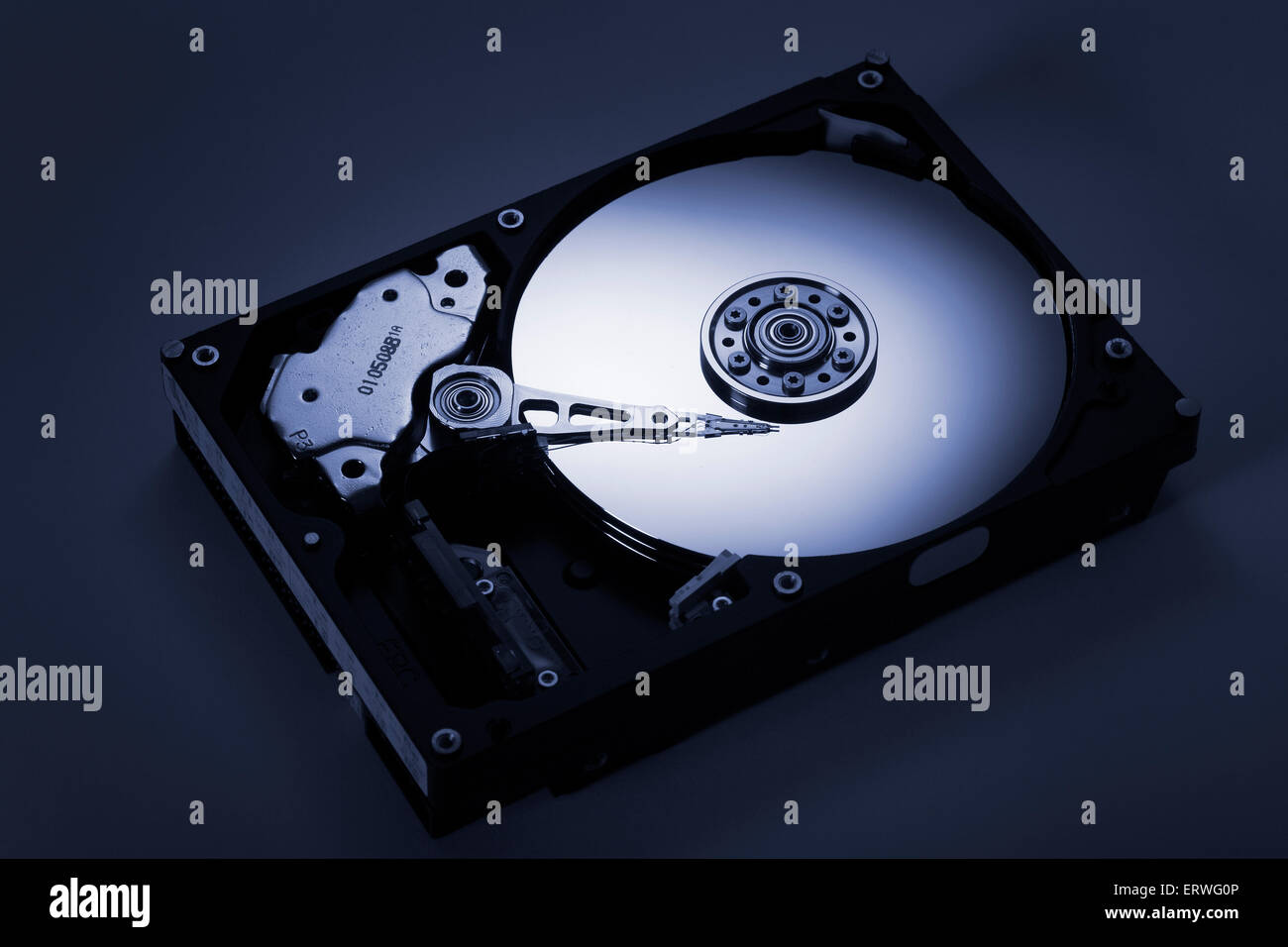 Hard Drive Head and Disks Stock Photo