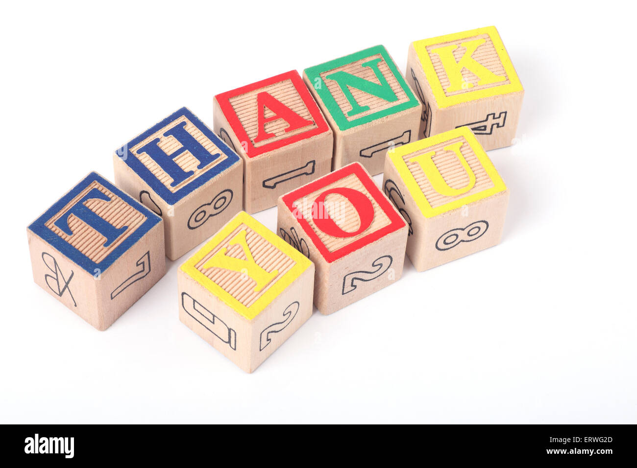 Thank You written out of childrens building blocks Stock Photo