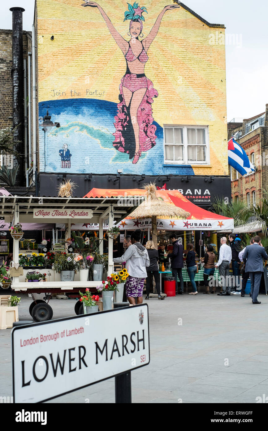 Lower Marsh Waterloo bars restaurants market busy Stock Photo Alamy