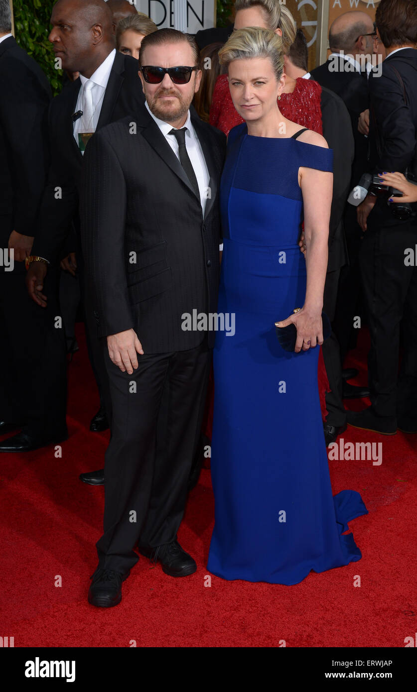 Ricky Gervais and Jane Fallon, Los Angeles, CA Stock Photo