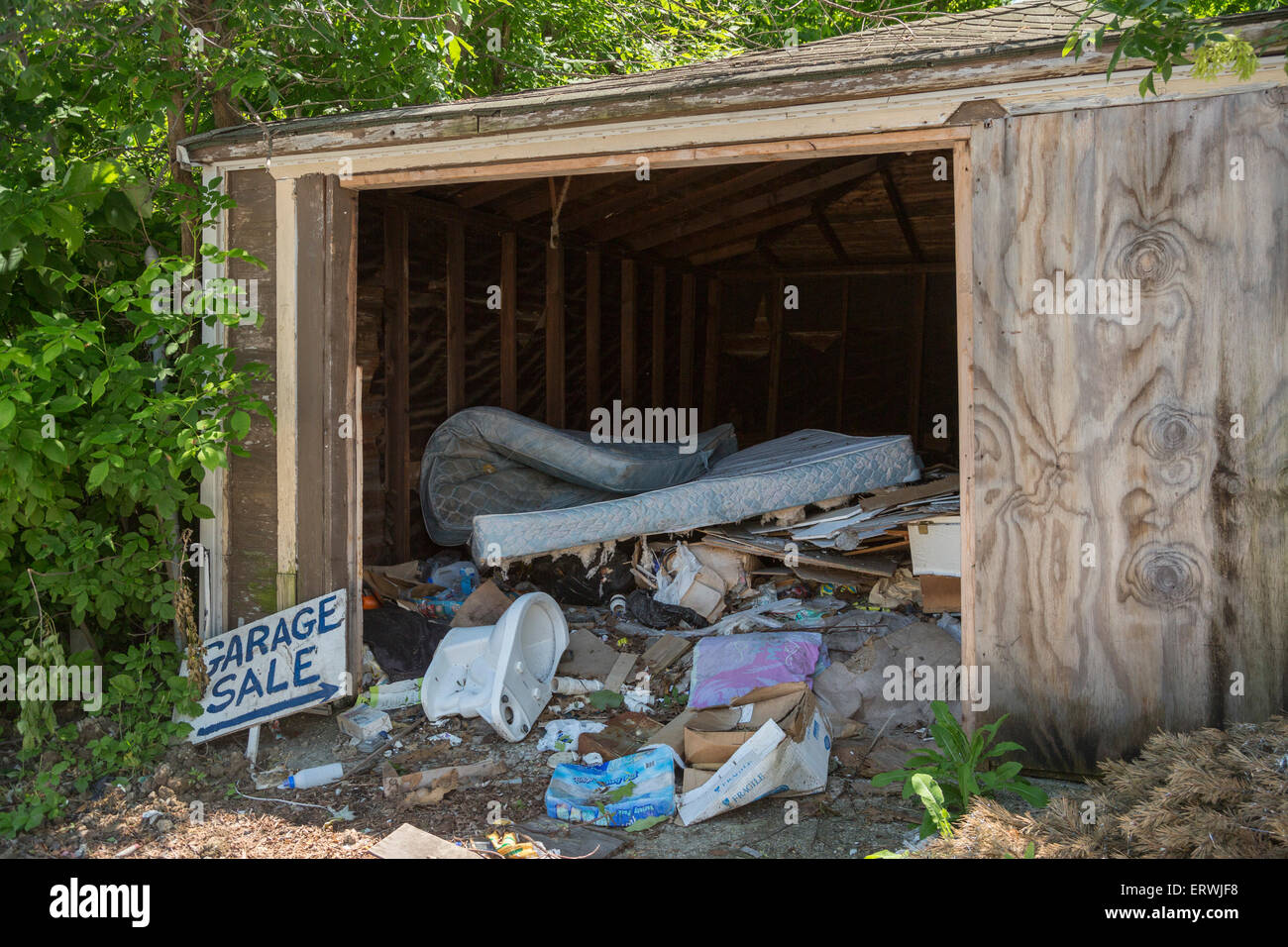 Trash garbage garage urban blight hires stock photography and images