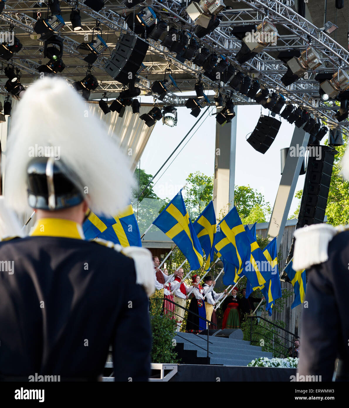 Stockholm, Sweden, 6th June, 2015. The National Day of Sweden. Ceremony on Solliden stage.©Barbro Bergfeldt/Alamy Live News Stock Photo