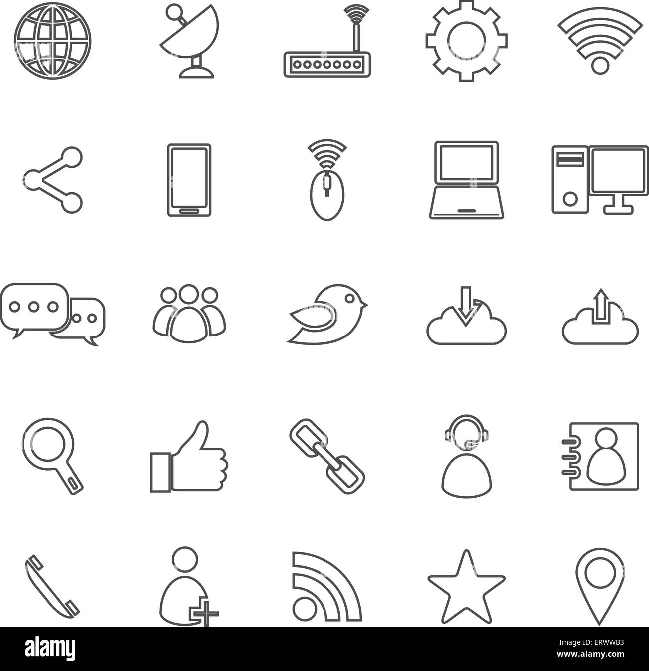 Network line icons on white background, stock vector Stock Vector Image ...