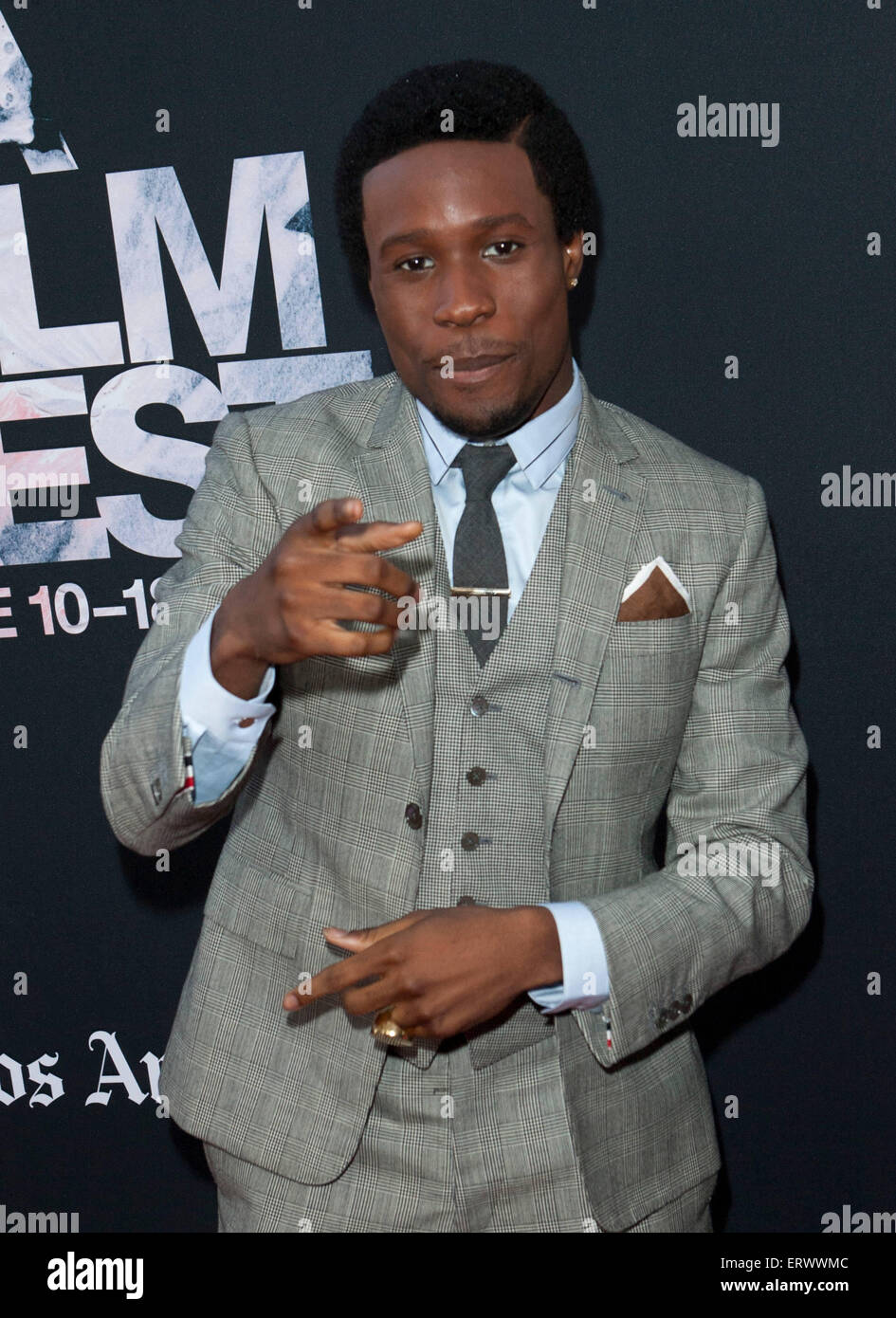 Los Angeles, California, USA. 8th June, 2015. Shameik Moore attends Los Angeles Premiere Of ''Dope'' at The Los Angeles Film Festival on June 8th, 2015 at Regal Cinemas L.A. Live, Los Angeles, California USA. Credit:  TLeopold/Globe Photos/ZUMA Wire/Alamy Live News Stock Photo