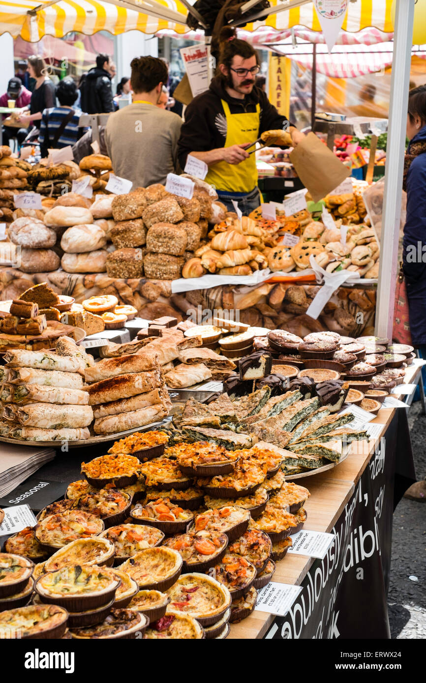 Food Stall, Portobello Road Market, London, United Kingdom Stock Photo