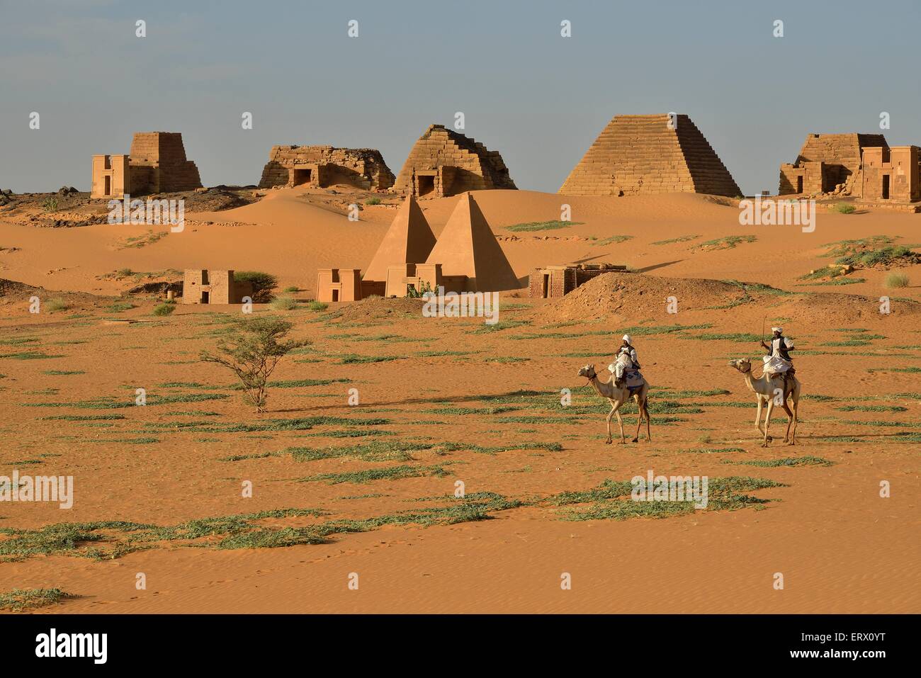 Pyramids of the northern cemetery of Meroe, Black Pharaohs, Nubia, Nahr an-Nil, Sudan Stock Photo