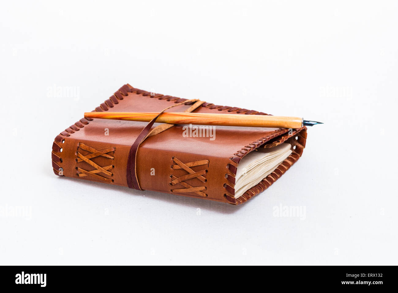 Handmade leather diary Stock Photo