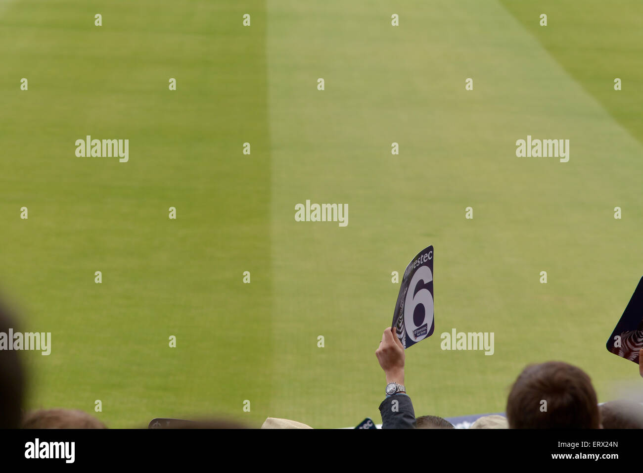 Fans waving four runs score cards at Lords Cricket Ground 5th day, 2nd