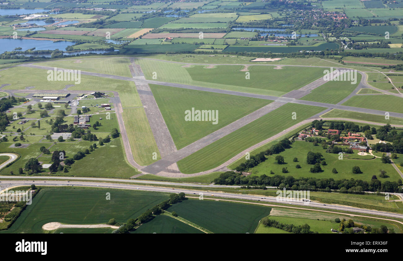 aerial view of RAF Syerston, near Newark in Nottinghamshire, UK Stock Photo