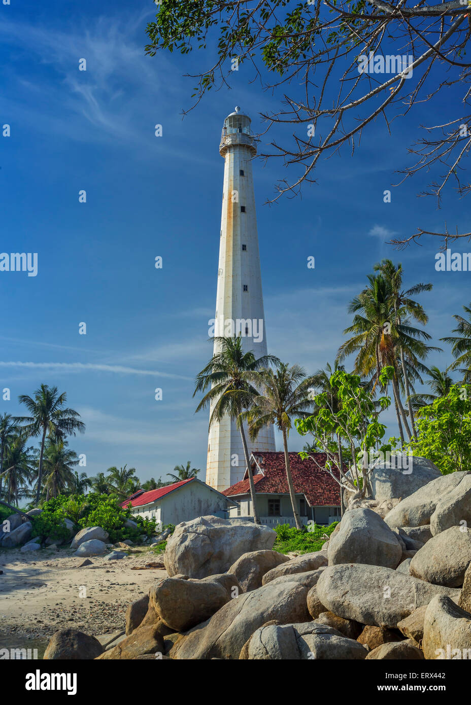 Lighthouse on Island Stock Photo