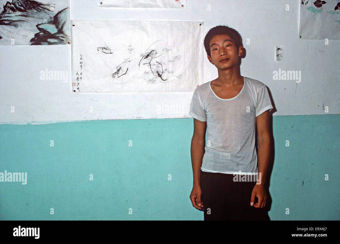 Prisoner art student in Chinese Youth Detention Center, Chengdu, China, 1980s Stock Photo