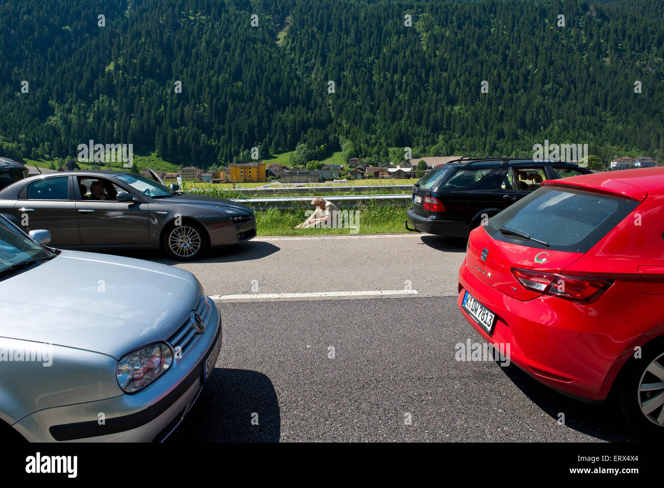 Swirzerland, Gotthard highway, traffic jam Stock Photo - Alamy