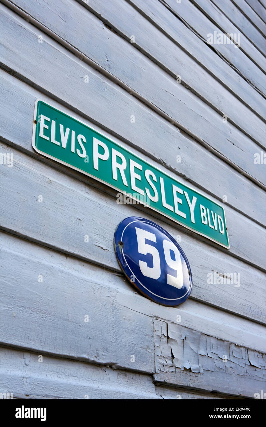 Elvis Presley Blvd sign at Porvoo, Finland Stock Photo
